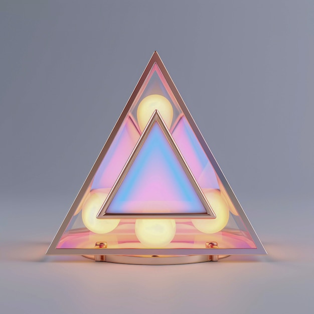 Free photo 3d rendering of neon triangle