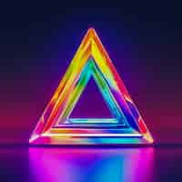 Free photo 3d rendering of neon triangle