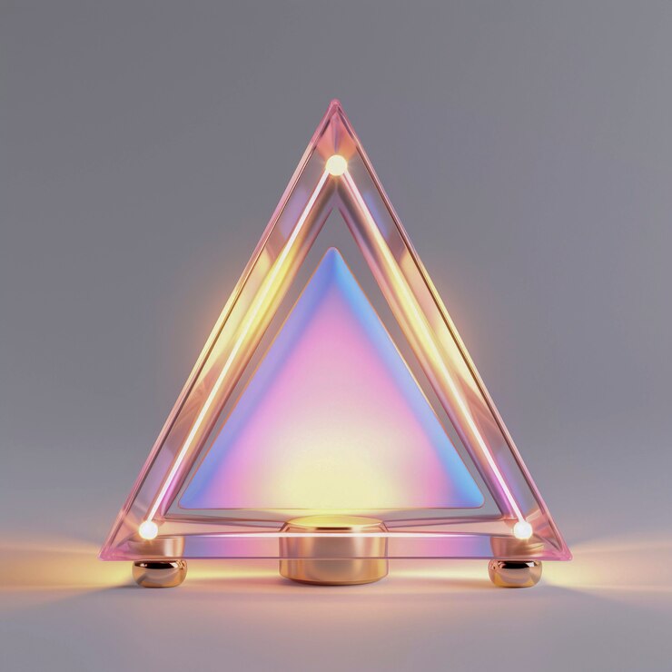 Free Photo 3d rendering of neon triangle