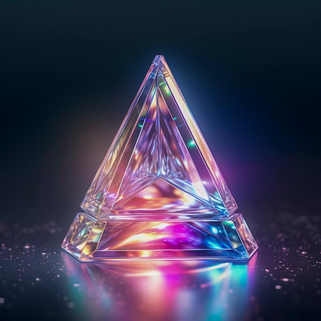 Free photo 3d rendering of neon triangle