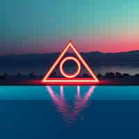 Free photo 3d rendering of neon  triangle