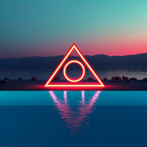 3d rendering of neon  triangle