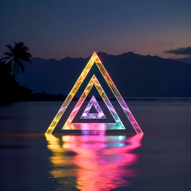 Free photo 3d rendering of neon  triangle