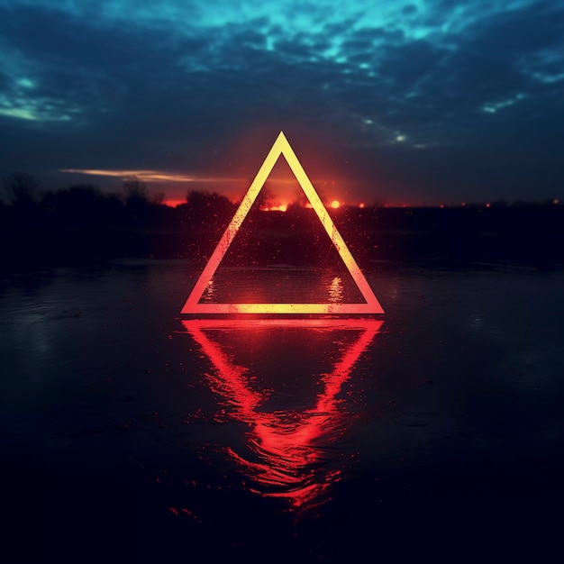 Free photo 3d rendering of neon  triangle