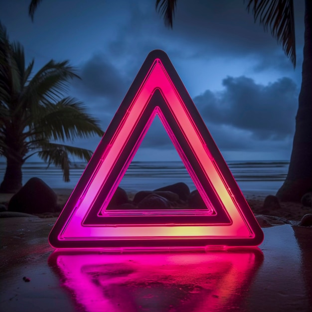 Free photo 3d rendering of neon  triangle