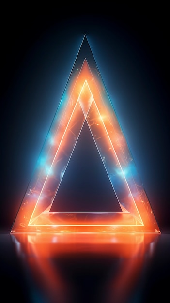 Free photo 3d rendering of neon triangle