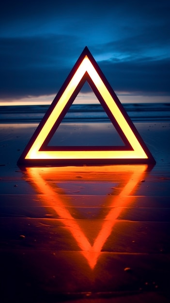 Free photo 3d rendering of neon  triangle