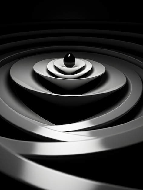無料写真 抽象的な黒と白の幾何学的な背景の 3 d レンダリング