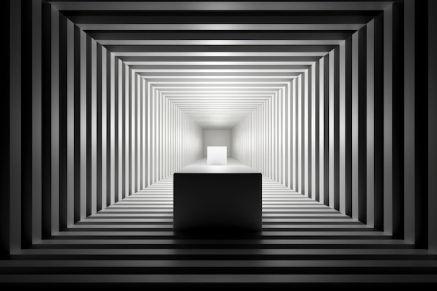 Бесплатное фото 3d-рендеринг абстрактного черно-белого неона