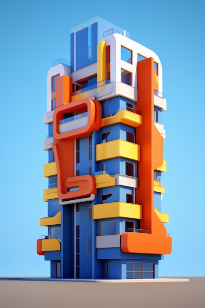 Бесплатное фото 3d-рендеринг абстрактного здания