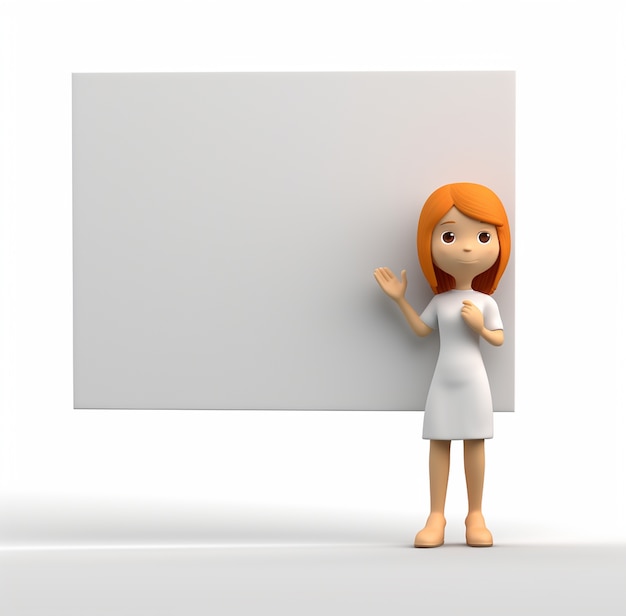 Бесплатное фото 3d-рендеринг мультфильма, похожего на женщину с копировальным пространством