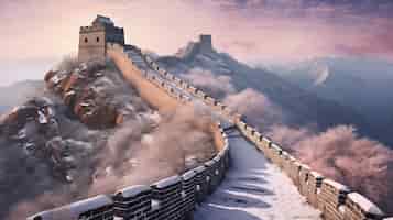 Бесплатное фото 3d-рендеринг великой китайской стены