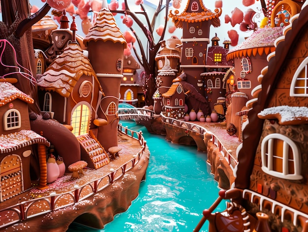 무료 사진 3d rendering of chocolate factory