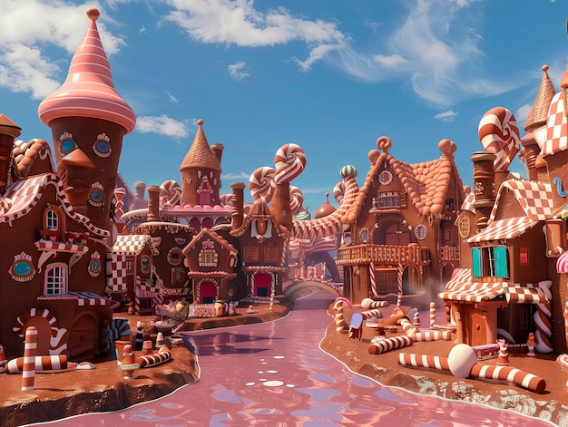 無料写真 3d rendering of chocolate factory