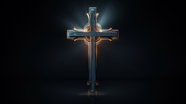 Бесплатное фото 3d-рендеринг креста на черном фоне