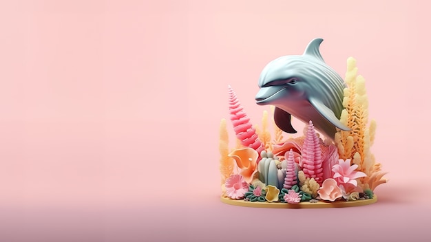 Бесплатное фото 3d-рендеринг скульптуры дельфина