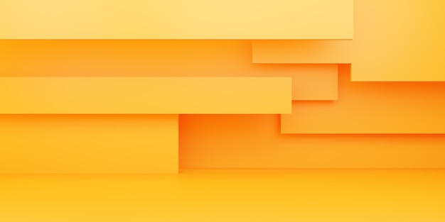 空​の​黄色​オレンジ色​の​抽象的​な​最小限​の​背景​の 3 d レンダリング