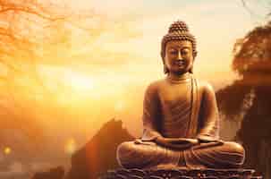 Бесплатное фото 3d-рендеринг золотой статуи будды