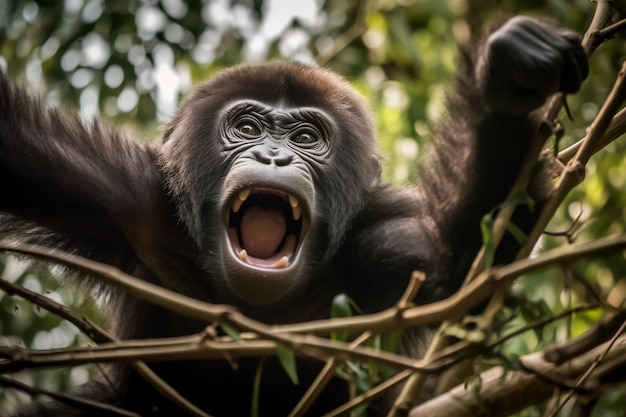 Бесплатное фото 3d-рендеринг портрета гориллы