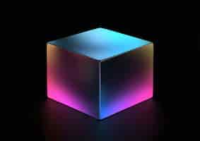 Бесплатное фото 3d-рендеринг голографического куба