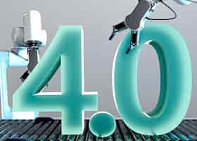 Бесплатное фото 3d визуализация концепции индустрии 40