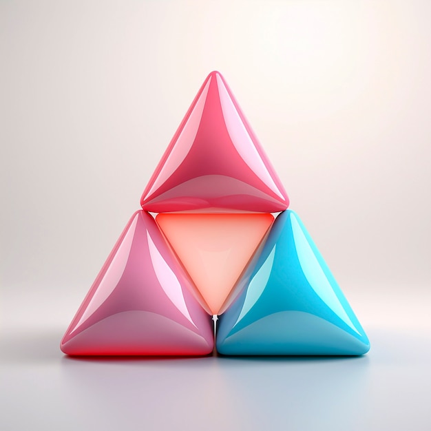 네온 삼각형의 3D 렌더링