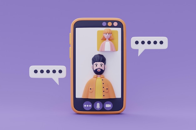 Бесплатное фото 3d-рендеринг аватаров людей в зум-звонке