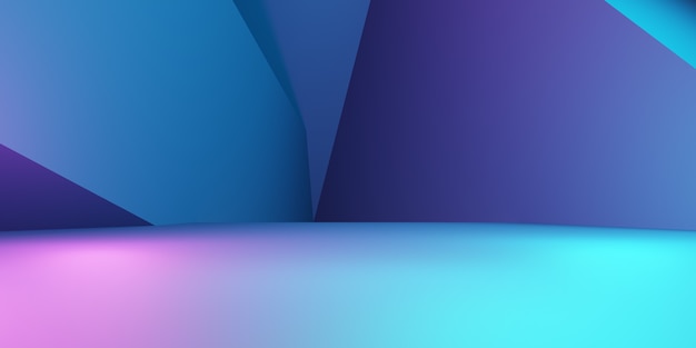 紫と青の抽象的な幾何学的背景の3dレンダリング広告用シーン製品の表示