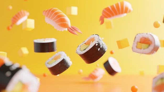 Бесплатное фото 3d-рендеринг суши
