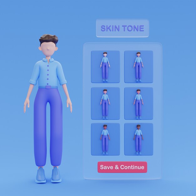 3d rendering of online avatar design