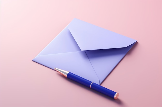 3d rendering of pen with envelope