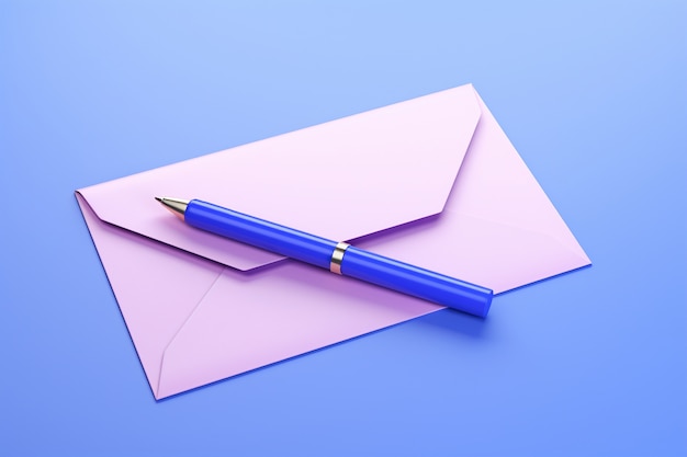 Free photo 3d rendering of pen with envelope