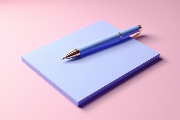 Free photo 3d rendering of pen with notebook