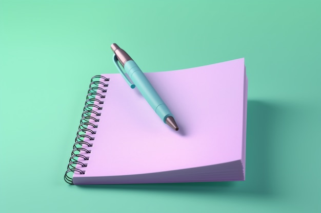 Free photo 3d rendering of pen with notebook