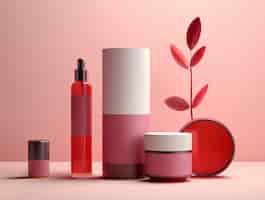 Free photo 3d rendering of personal care products in fondant pink