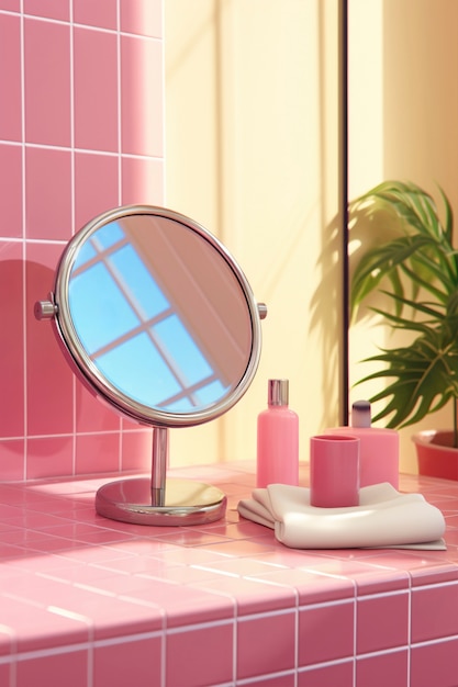 3d rendering of personal care products in fondant pink