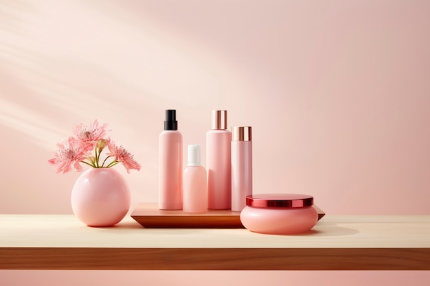 3d rendering of personal care products in fondant pink