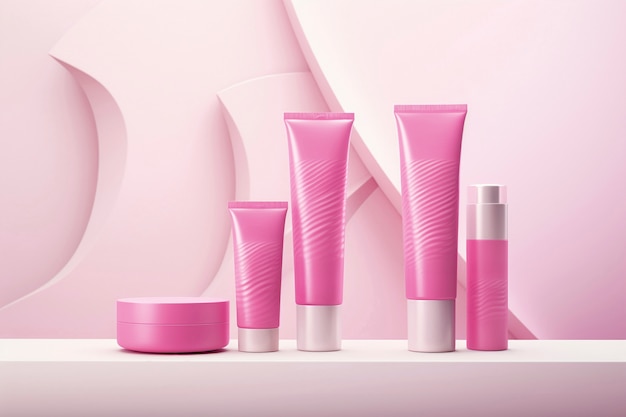 3d rendering of personal care products in fondant pink