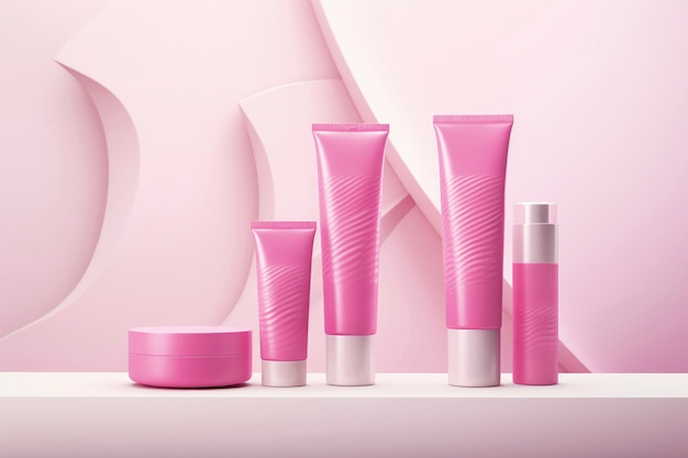 Free photo 3d rendering of personal care products in fondant pink