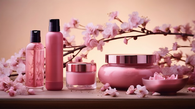 Free photo 3d rendering of personal care products in fondant pink