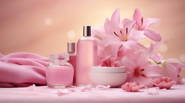 Free photo 3d rendering of personal care products in fondant pink