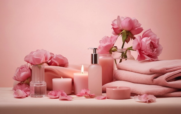 Free photo 3d rendering of personal care products in fondant pink