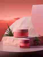 Free photo 3d rendering of personal care products in fondant pink