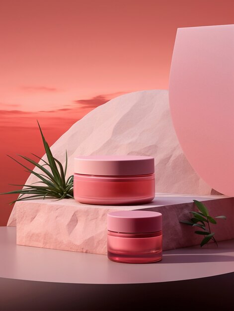 3d rendering of personal care products in fondant pink