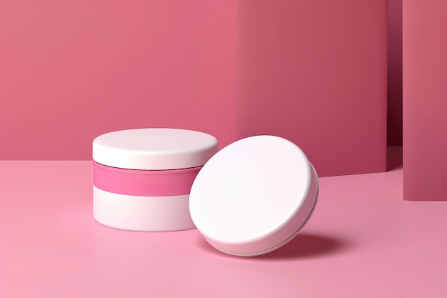3D-рендеринг продуктов личной гигиены в розовом цвете