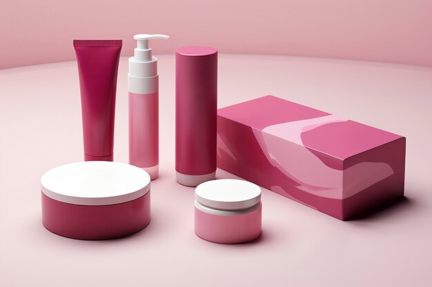 3d rendering of personal care products in fondant pink