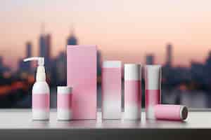 Free photo 3d rendering of personal care products in fondant pink