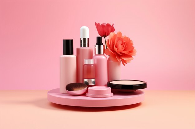 3d rendering of personal care products in fondant pink