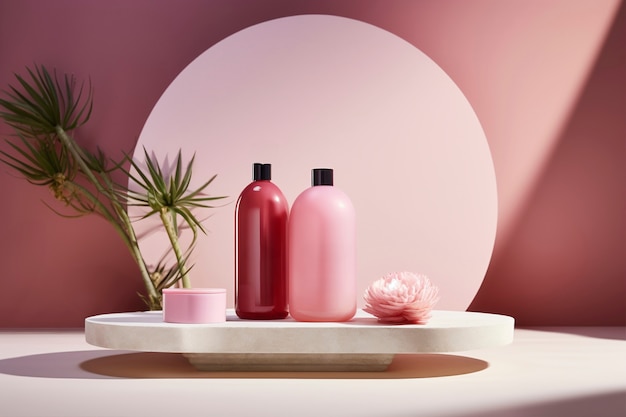 Free photo 3d rendering of personal care products in fondant pink