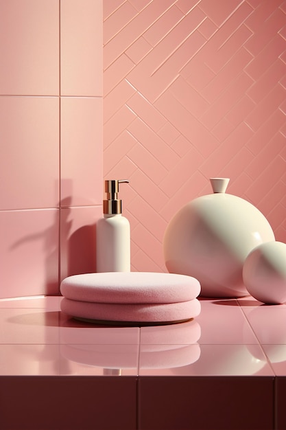Free photo 3d rendering of personal care products in fondant pink